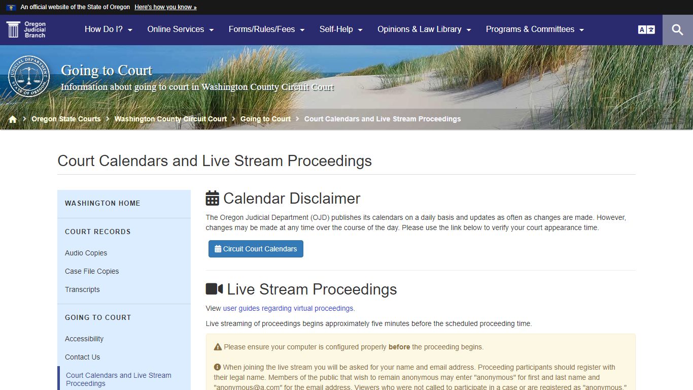 Oregon Judicial Department : Court Calendars and Live Stream ...